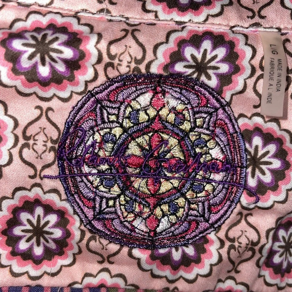 ROBERT GRAHAM Abstract Striped Button Up Shirt Women’s Size Large Purple Pink - Picture 9 of 13